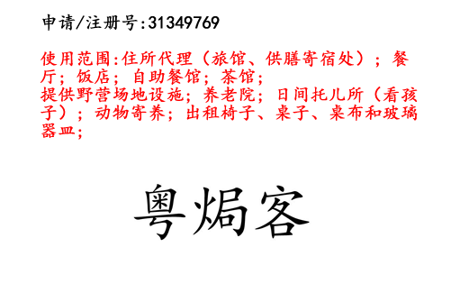 云南商標(biāo)注冊公司出售商標(biāo)：粵焗客 43類